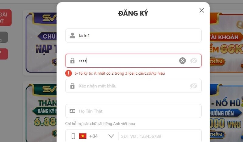 Hoàn tất thông tin biểu mẫu đăng ký tài khoản